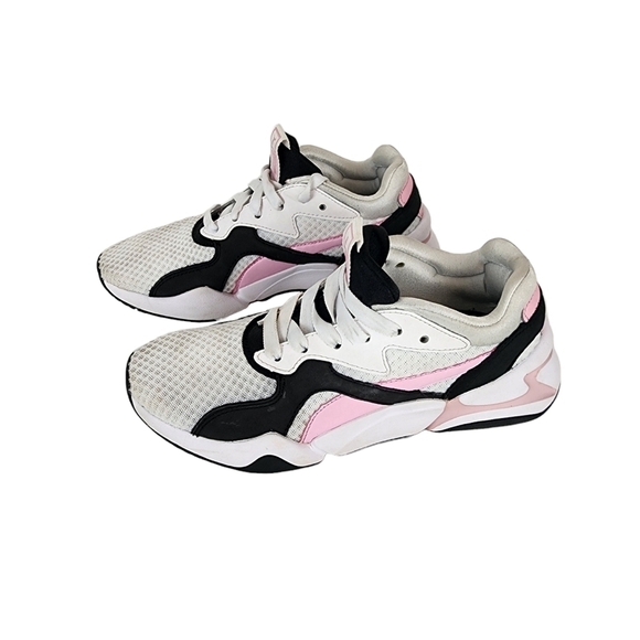 Puma Nova Women's sneakers shoes 90'S style white pink black Size 7 - Picture 2 of 9